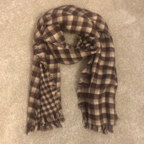 Blanket Scarf, Checkered - Brown and Tan, 36 x 78 - Picture 2 of 6